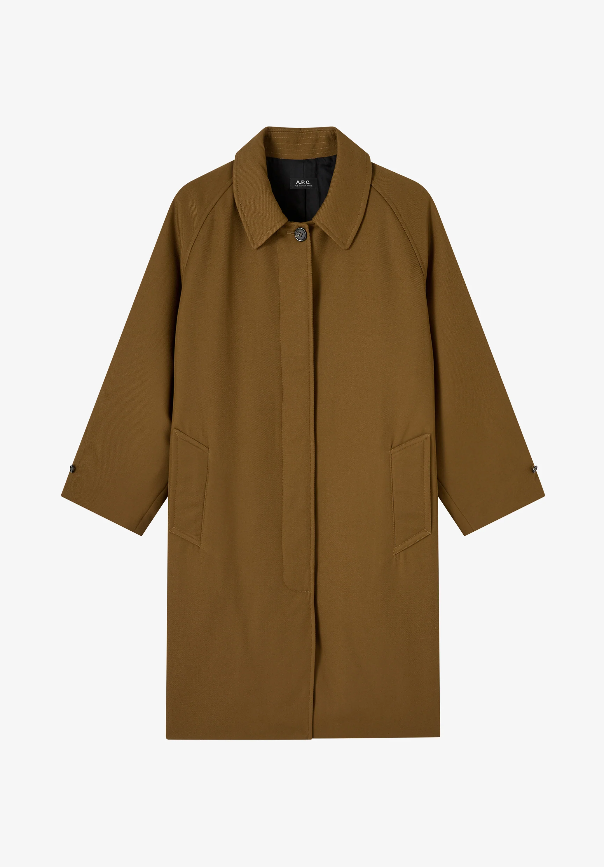 Mac kaki en laine déperlante - Kaki