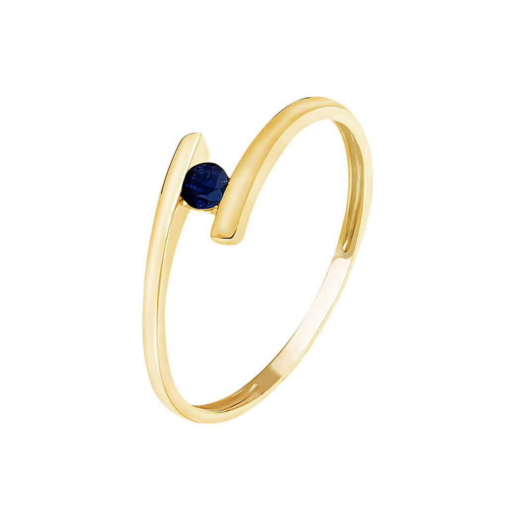 Bague Serti Couteau Or Jaune Saphir