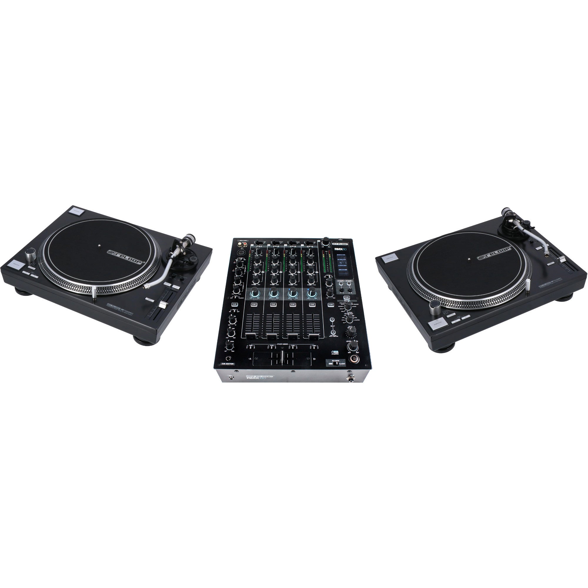 Reloop RMX-60 + 2 x Reloop RP-7000 MK2 Deep Black DJ-draaitafel