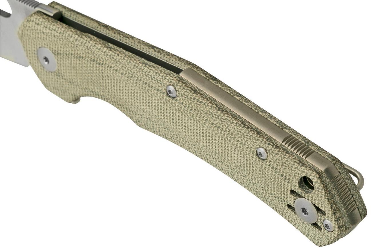 GiantMouse ACE Jutland Green Canvas Micarta zakmes, Ansø en Voxnaes design