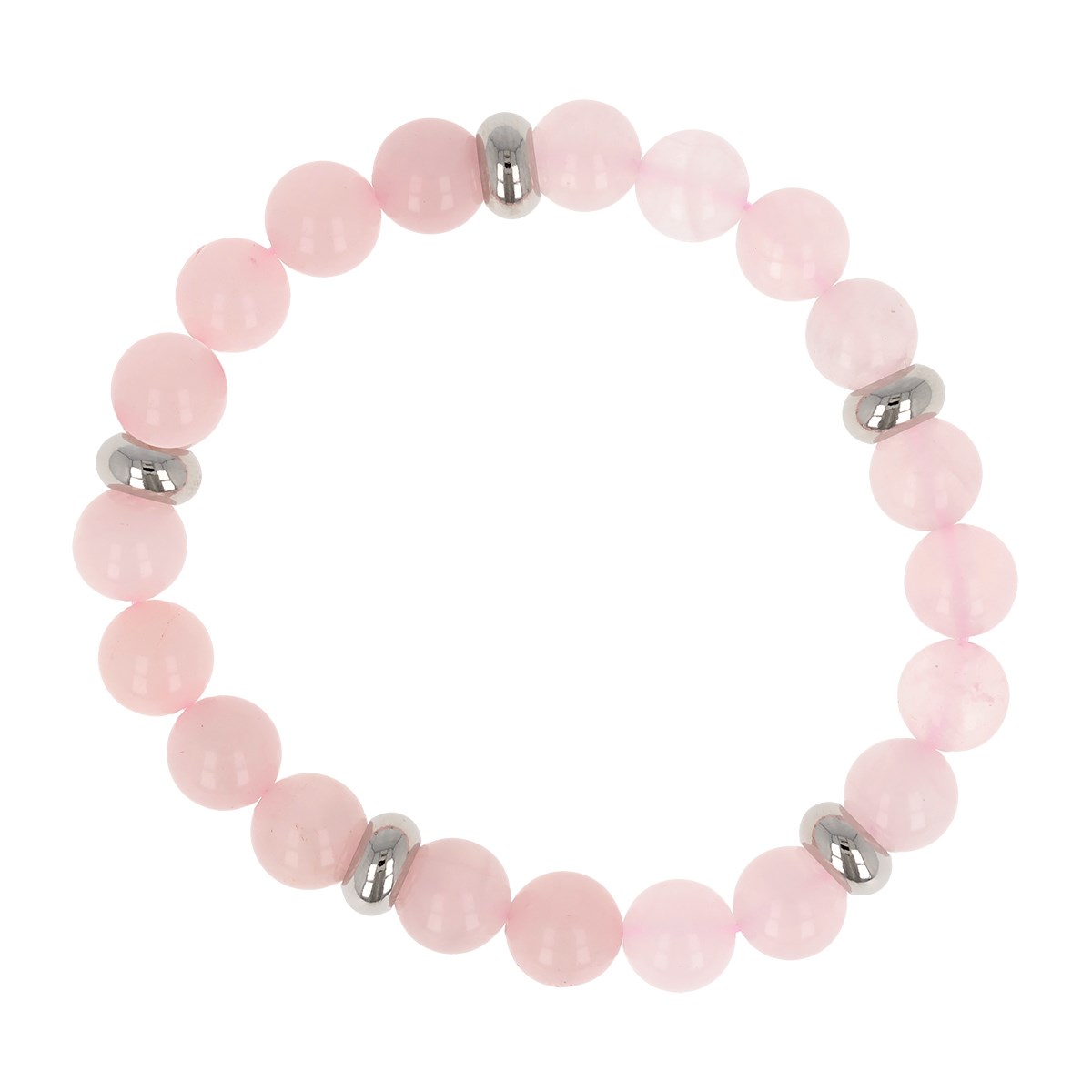 Bracelet élastique 60MM quartz rose séparation en acier