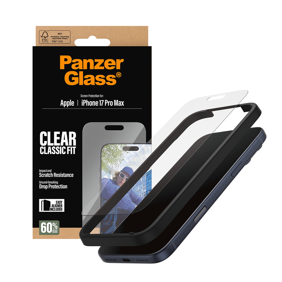 CARE by PanzerGlass Displayschutzglas »Classic Fit Screen Protector« für Apple iPhone 17 Pro Max Displayschutzfolie, Schutzfolie, Bildschirmschutz, kratz- & stossfest