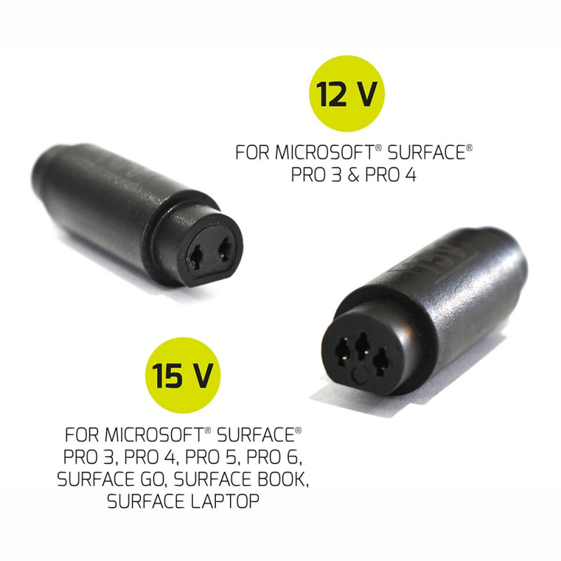 (60W) Universal Microsoft Surface Power Netzteil inkl. 3 Adaptersteckern (900102) - Schwarz