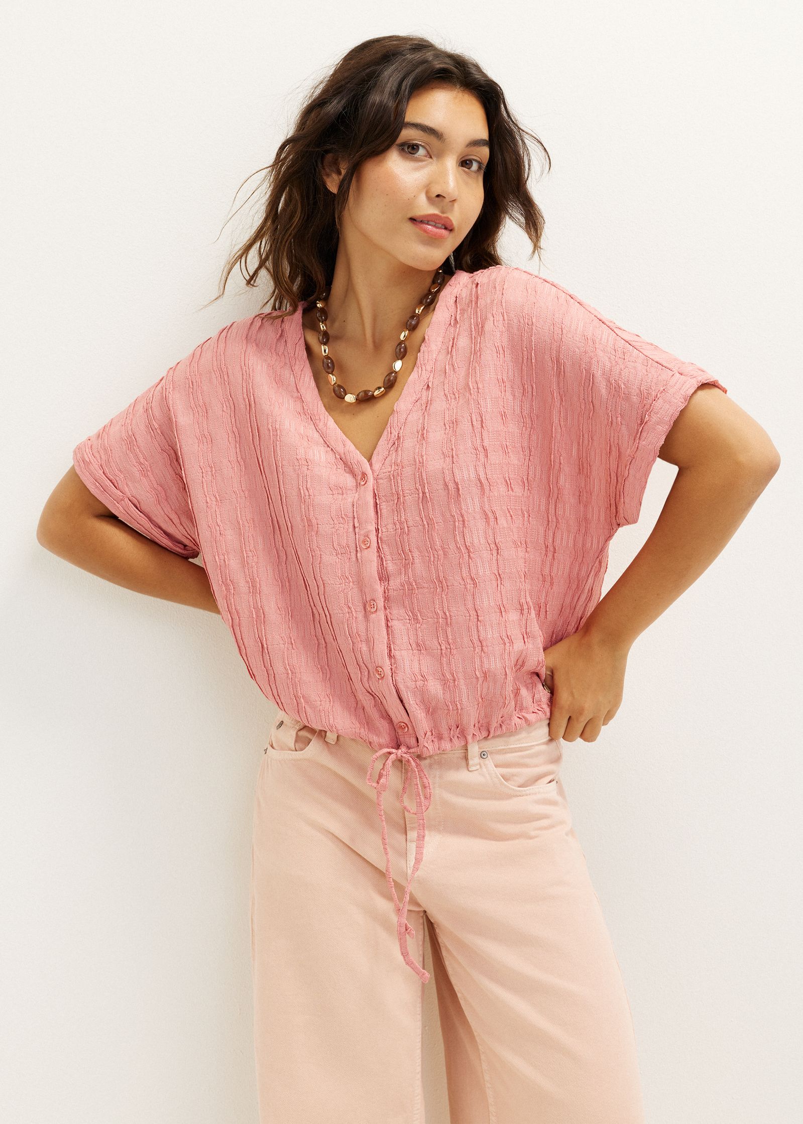 Korte blouse met koord