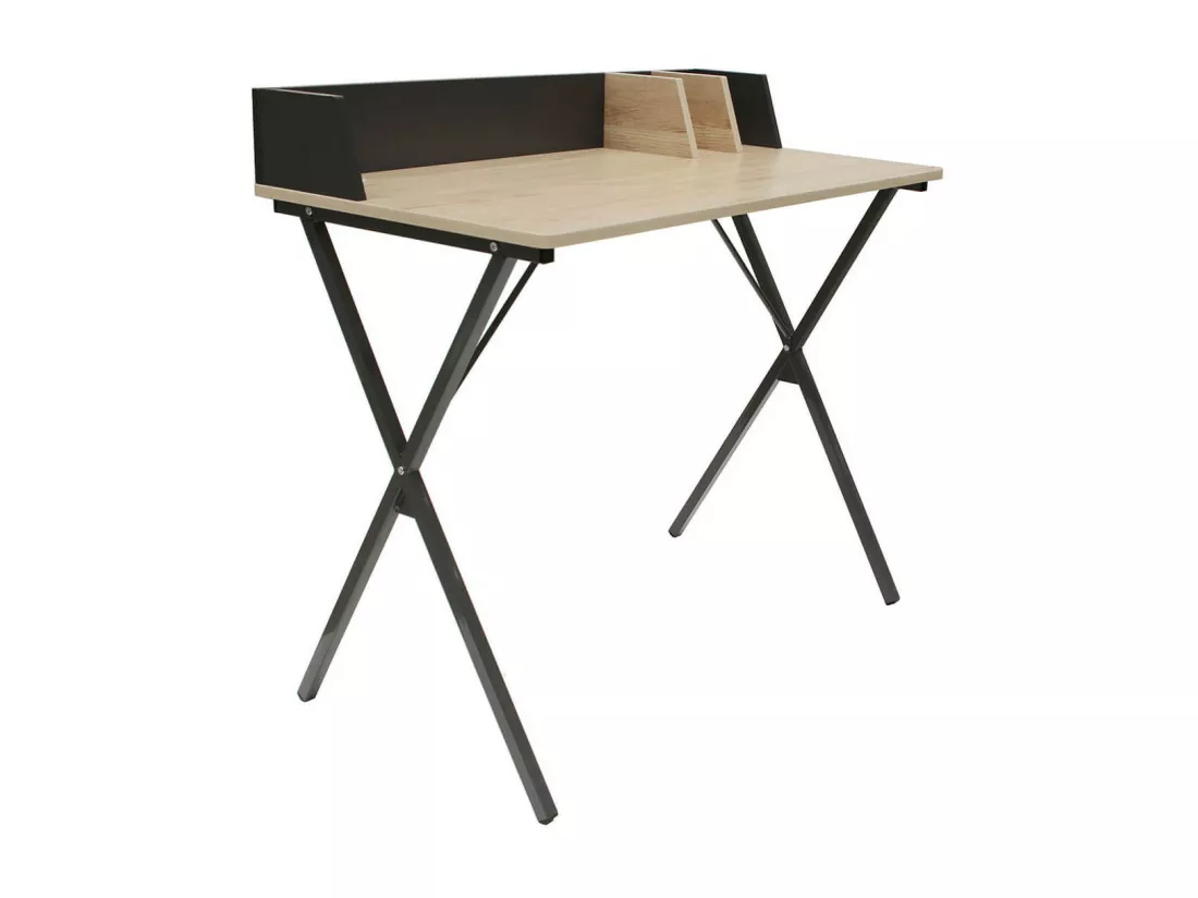 BADIE - Bureau Plateau Effet Bois et Piètement Noir