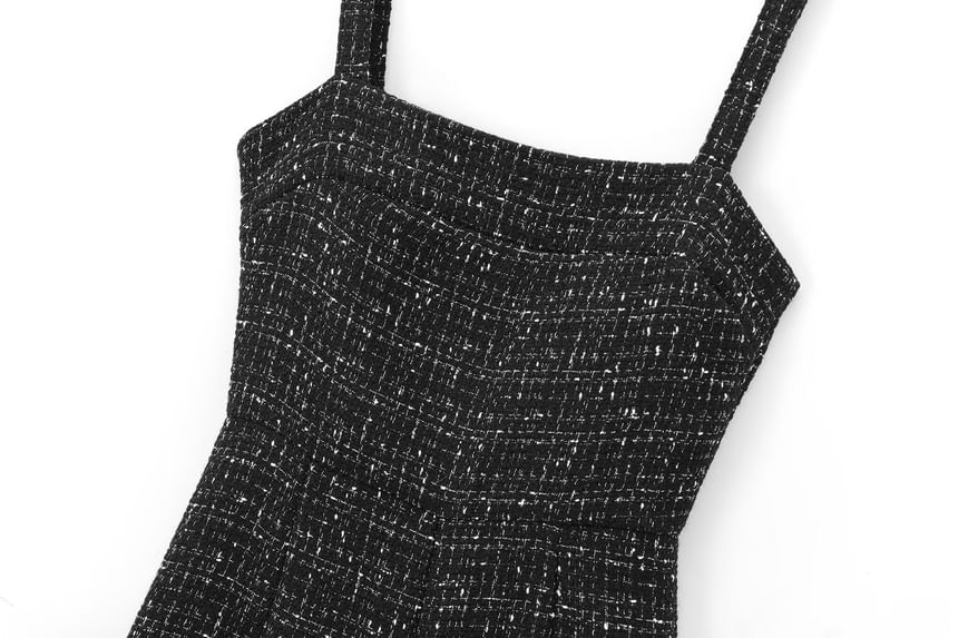 Sensarra - Tweed getextureerde romper met spaghettibandjes