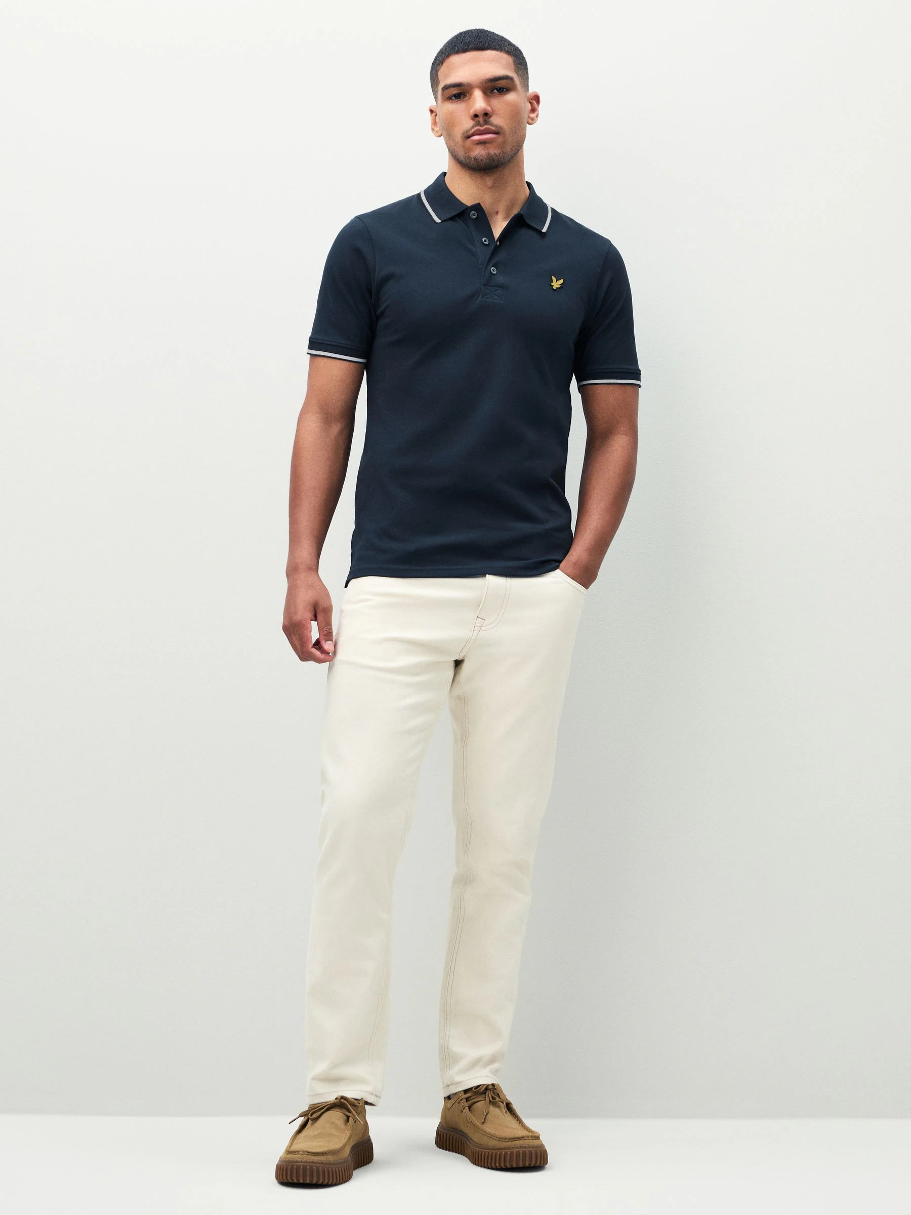 Donkerblauw - Lyle & Scott poloshirt met contrasterende rand