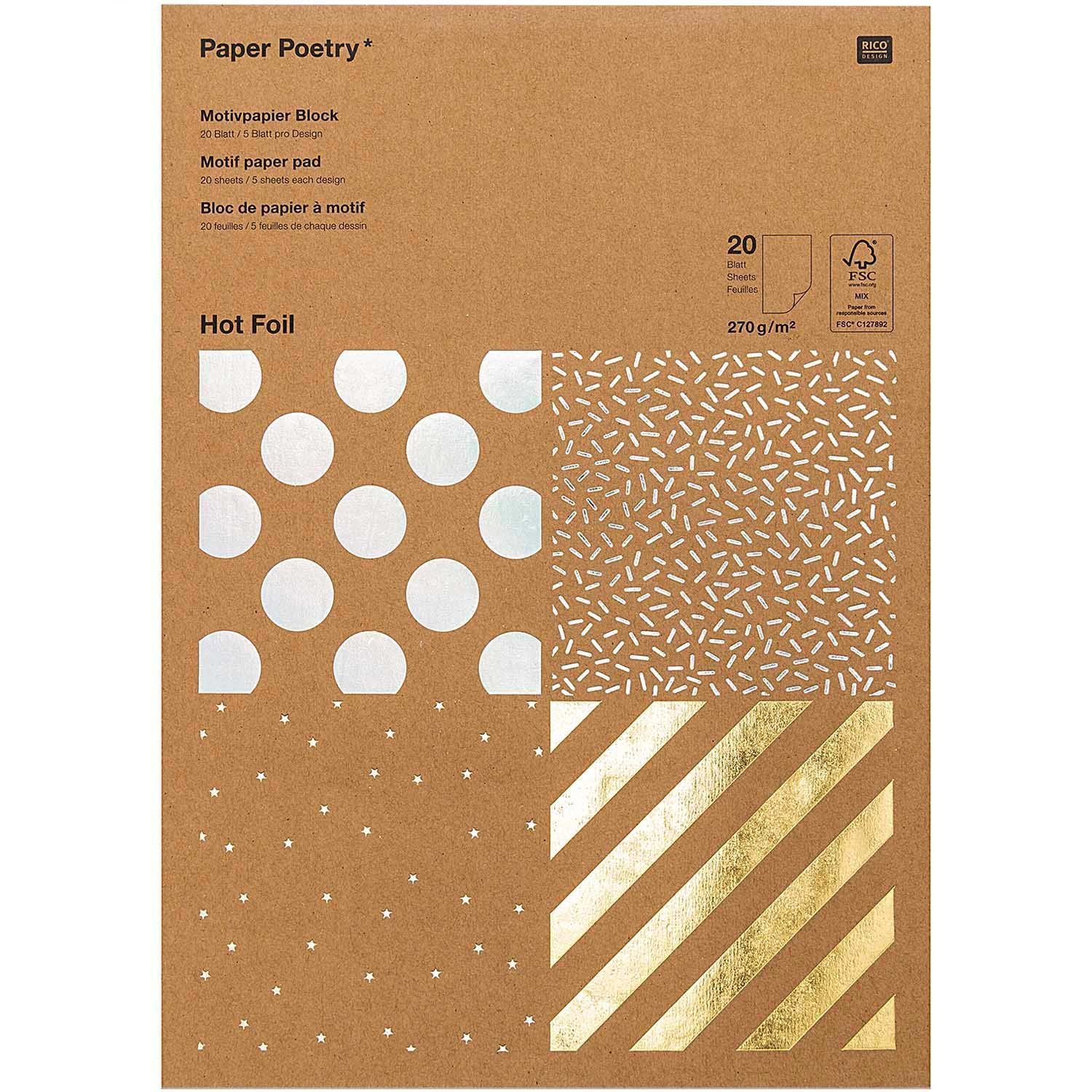 Motivpapier Block, Hot Foil, Kraftpapier