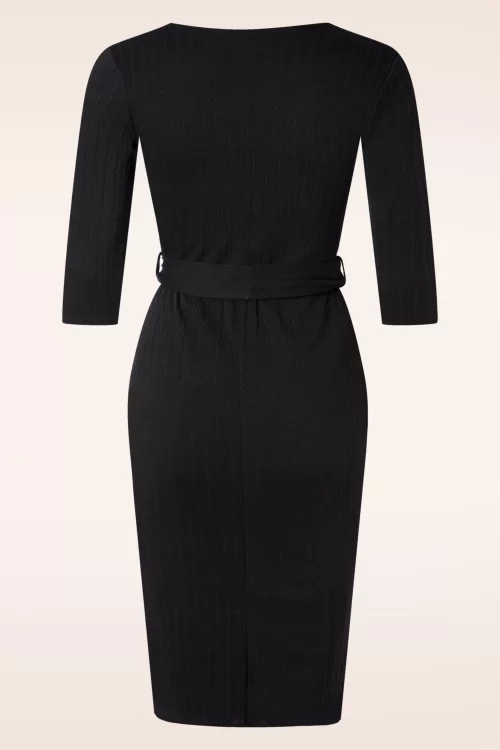 Vintage Chic for Topvintage Eleanor kabelstructuur pencil jurk in zwart