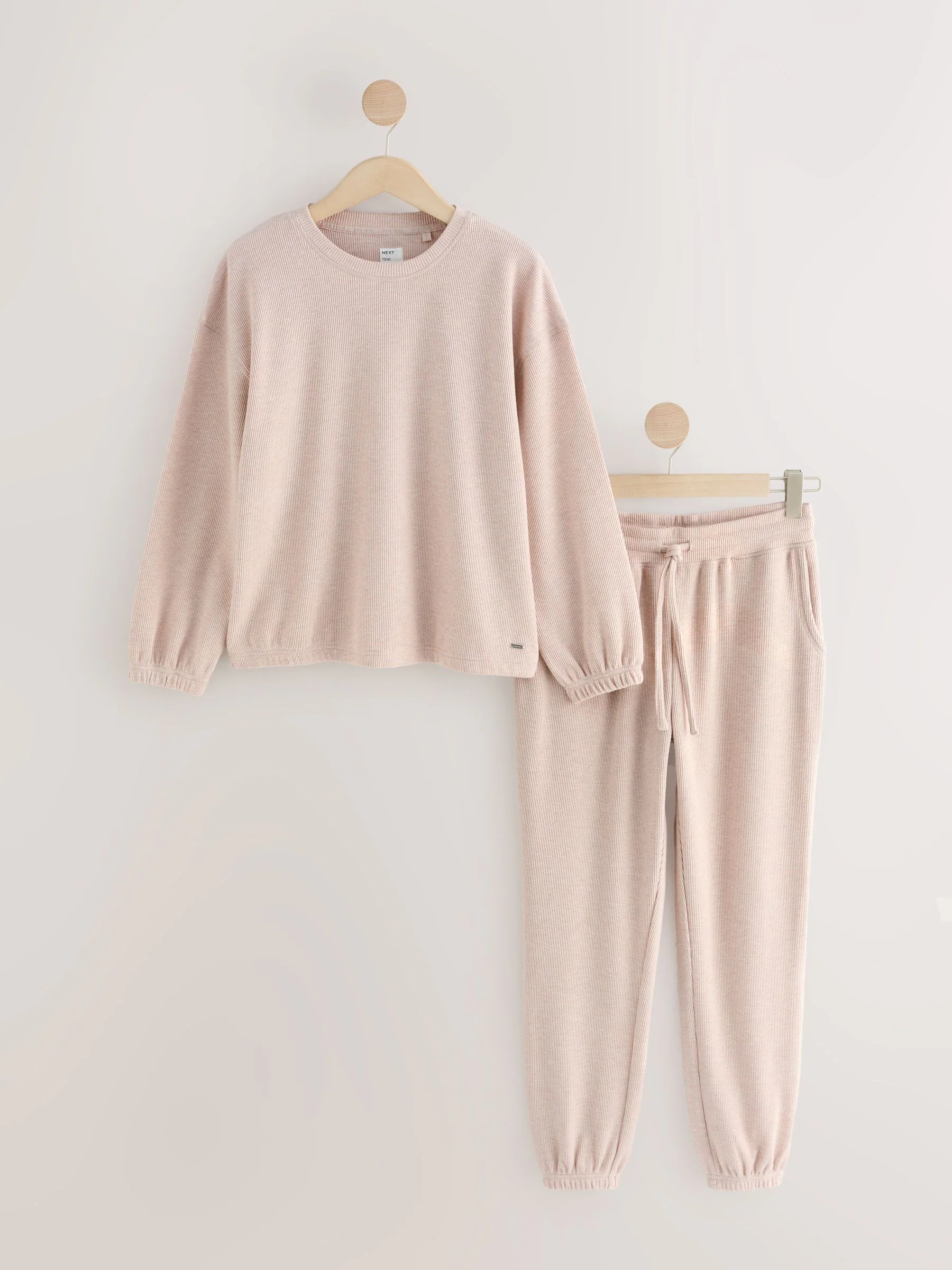 Neutraal - Gezellige pyjama met wafeldessin en lange mouwen