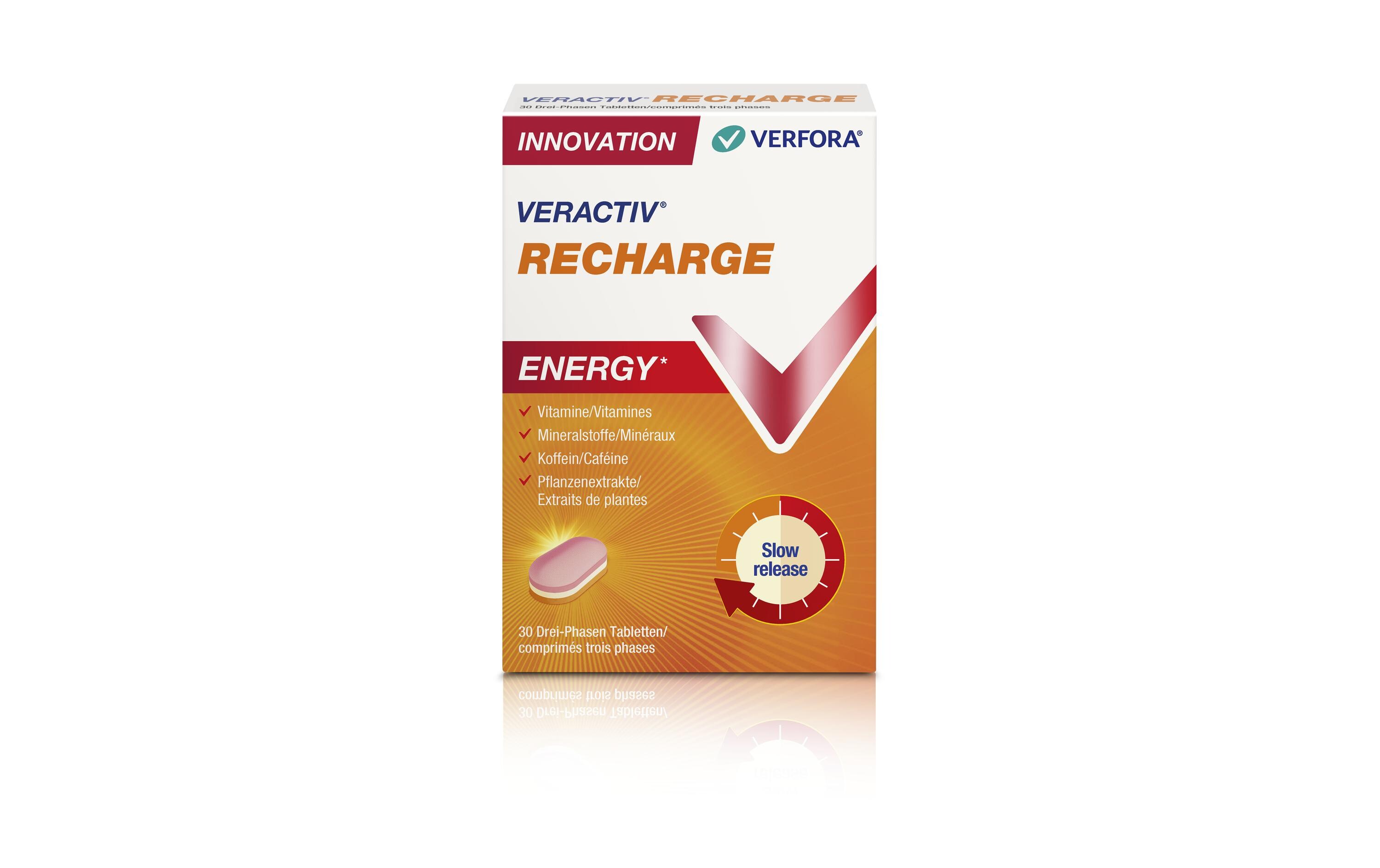 Veractiv Recharge Energy Drei-Phasen 30 TablettenNahrungsergänzungsmittel für mehr Energie