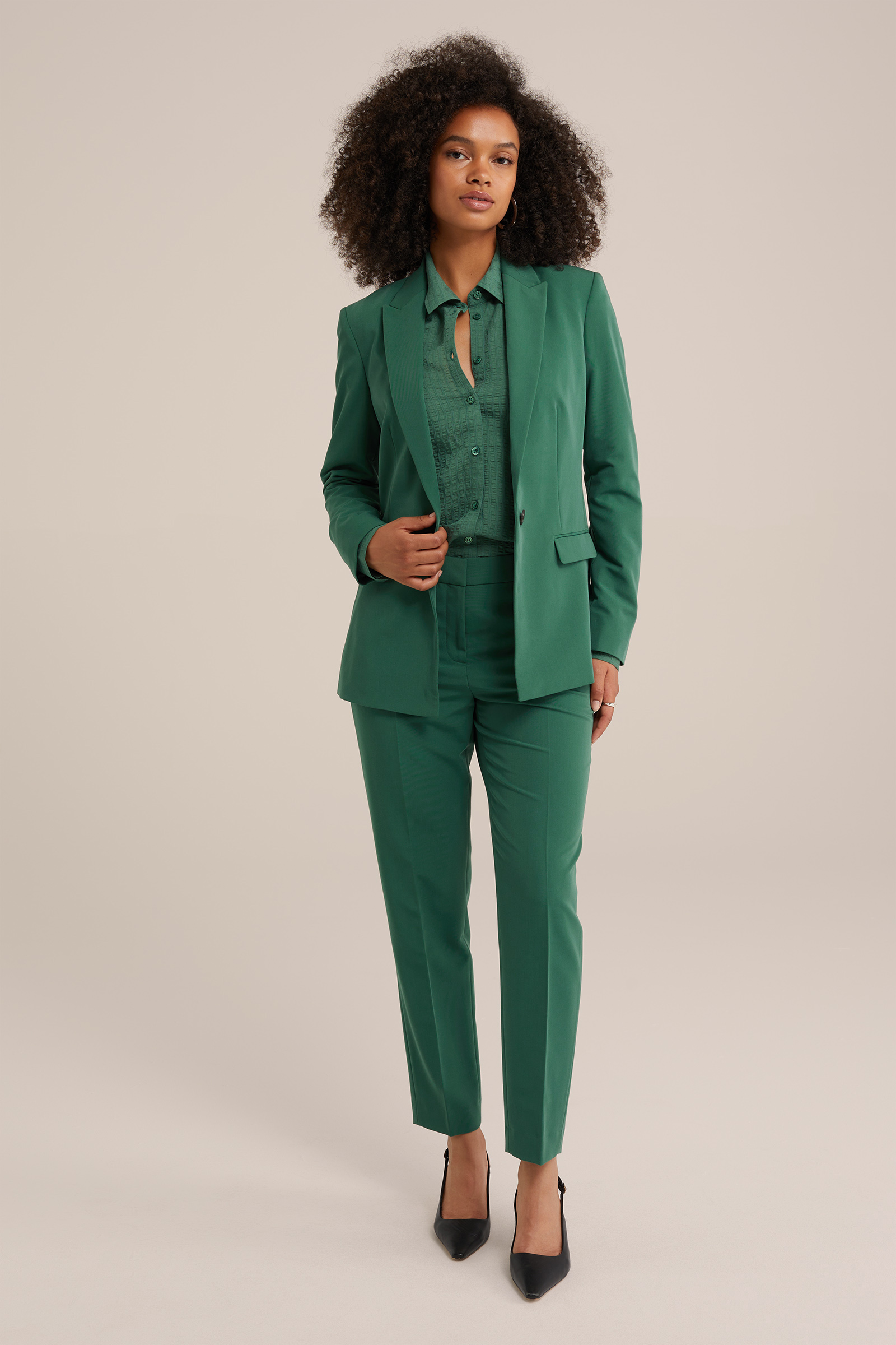 slim fit pantalon WE Fashion Legergroen