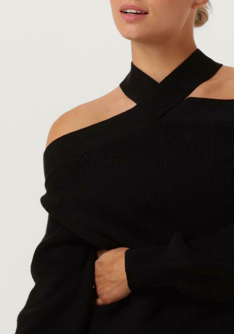 ALIX THE LABEL zwarte alix the label top fancy neck pullover