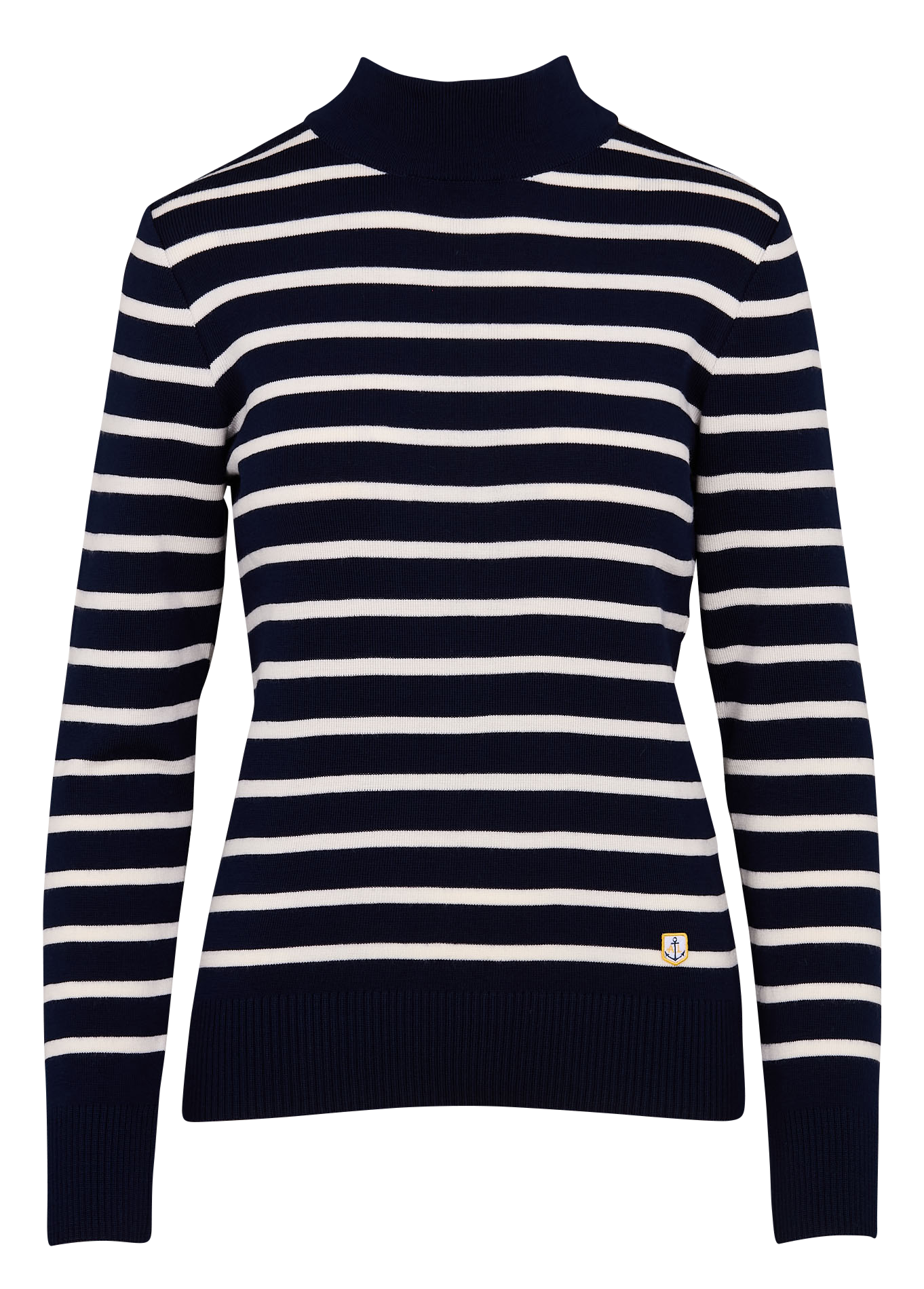 Pull col montant rayé en laine | Multicolore