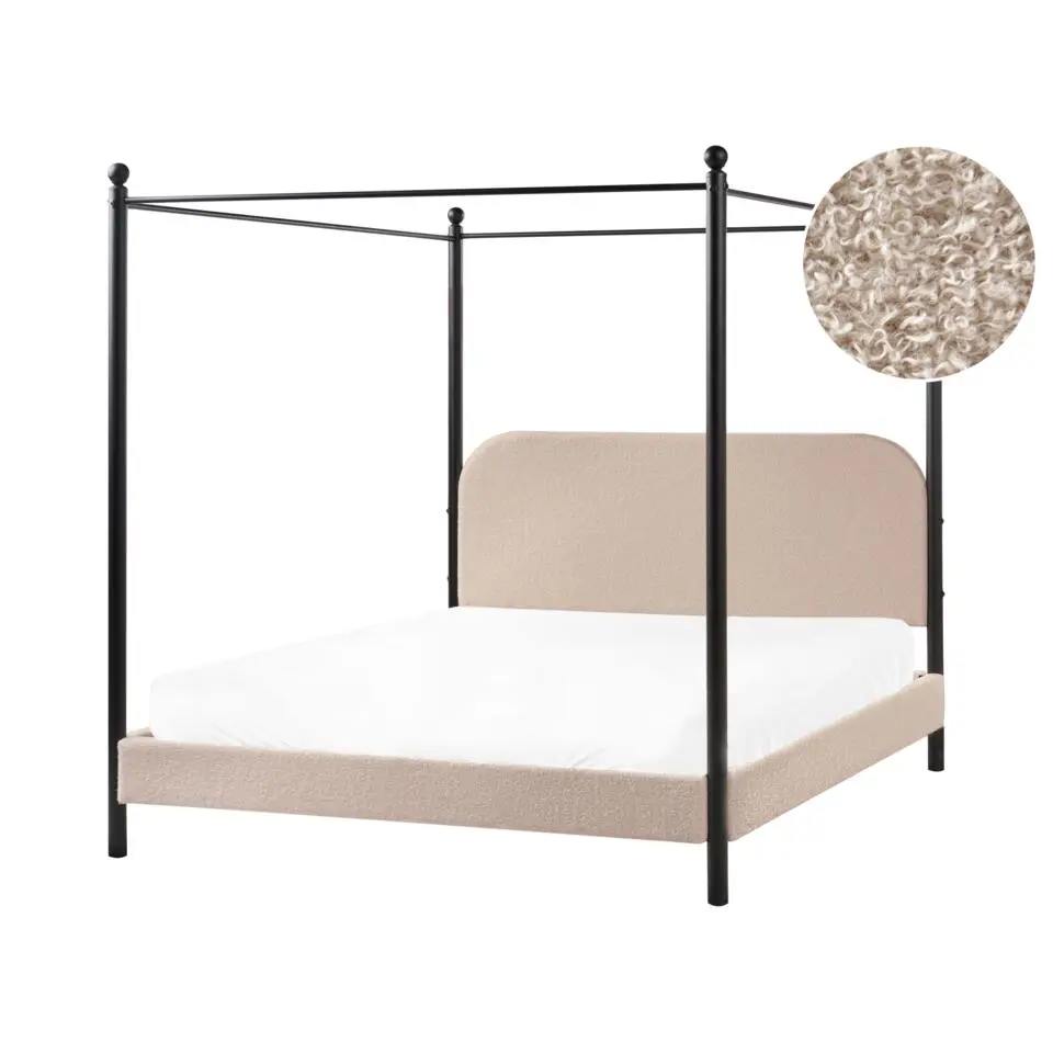 DANNEMOIS - Tweepersoonsbed - Taupe - 160x200 cm - Bouclé