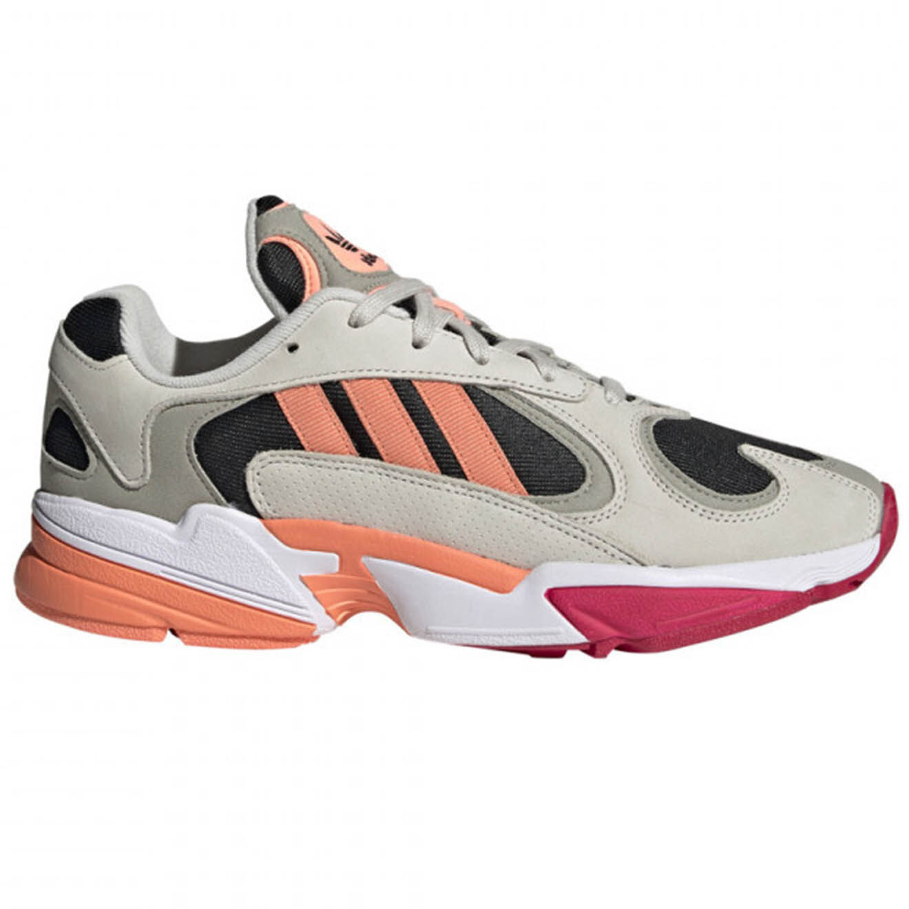 Adidas Baskets en Velours de Cuir & Mesh Yung-1 gris/noir/orange