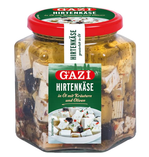 GAZi Hirtenkäse 45% Fett in Rapsöl mit Kräutern und Oliven