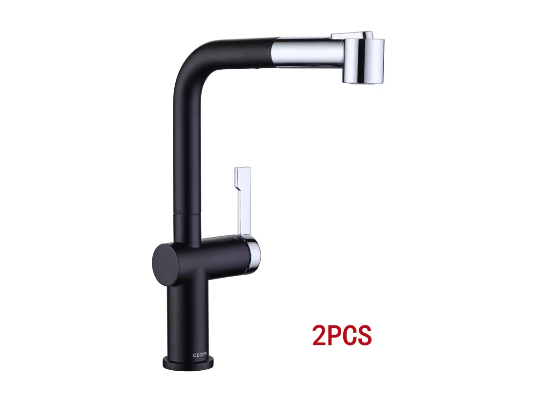Cecipa max 2PCS Robinet de Cuisine Extractible avec 2 Modes de Sortie D'eau, Mitigeur de Cuisine 360 Rotatif, Style Moderne,EU Modèle