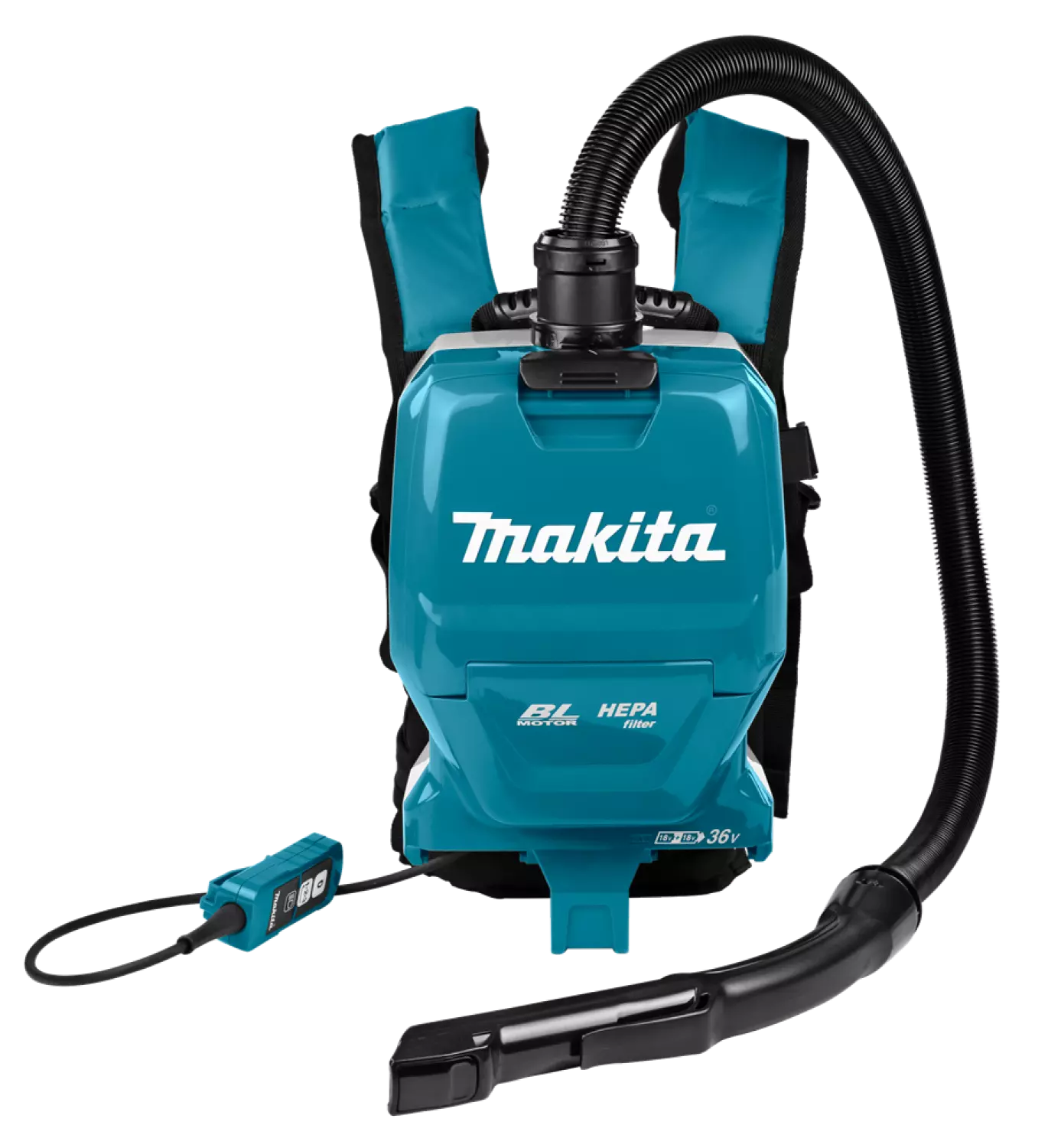 Makita DVC261ZX11 36V Li-Ion Accu rugstofzuiger body (2x 18V) incl. 4-delige stofafzuigset