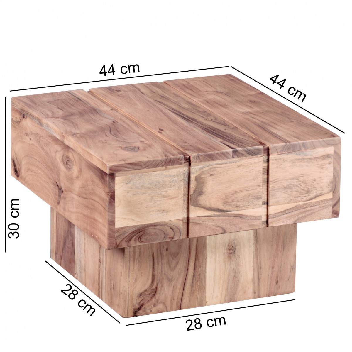 Beistelltisch - klar lackiert - Akazie massiv - 45 cm breit