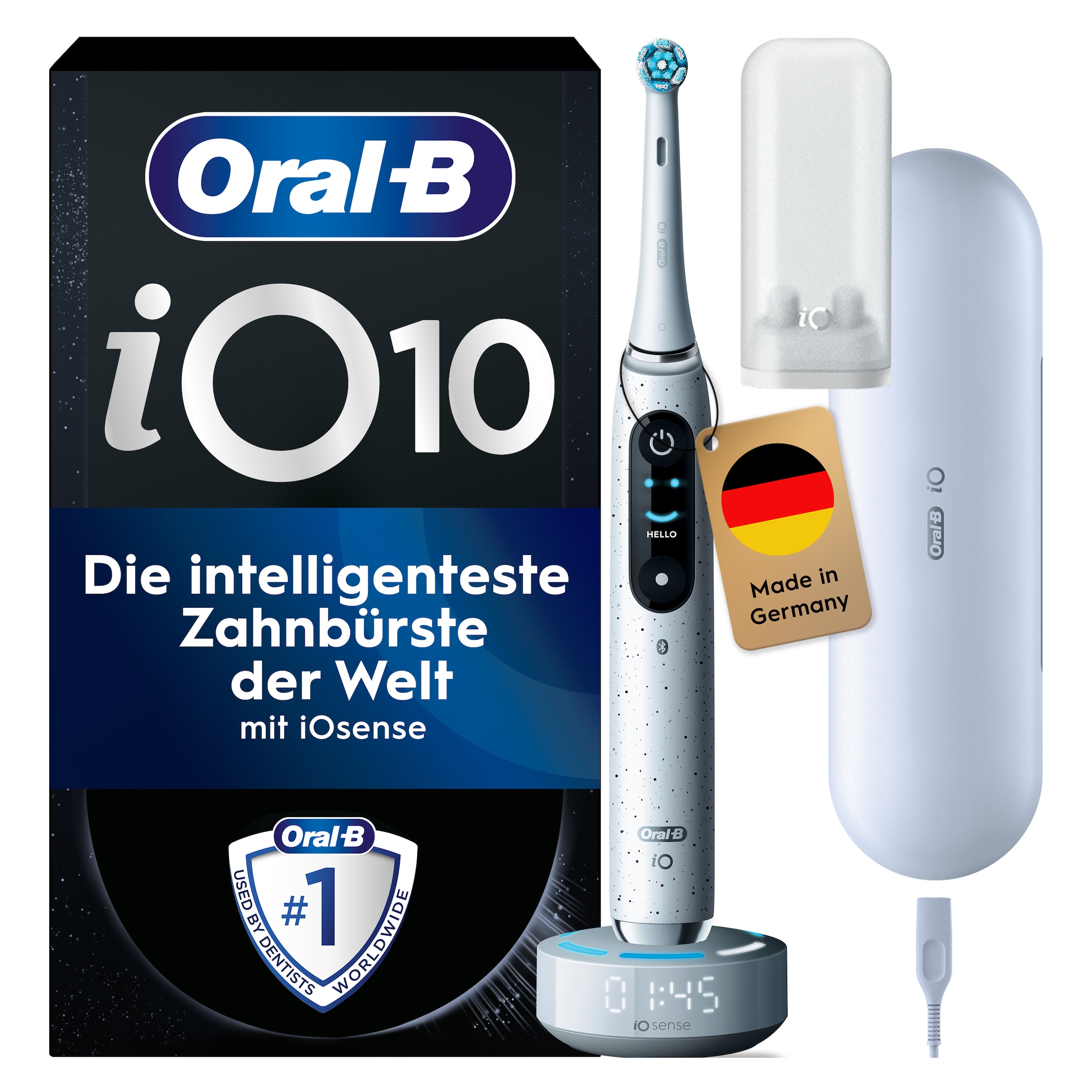 Oral-B Elektrische Zahnbürste »iO 10« 1 Stk. Aufsteckbürsten Magnet-Technologie, iOsense, 7 Putzmodi, Farbdisplay & Lade-Reiseetui