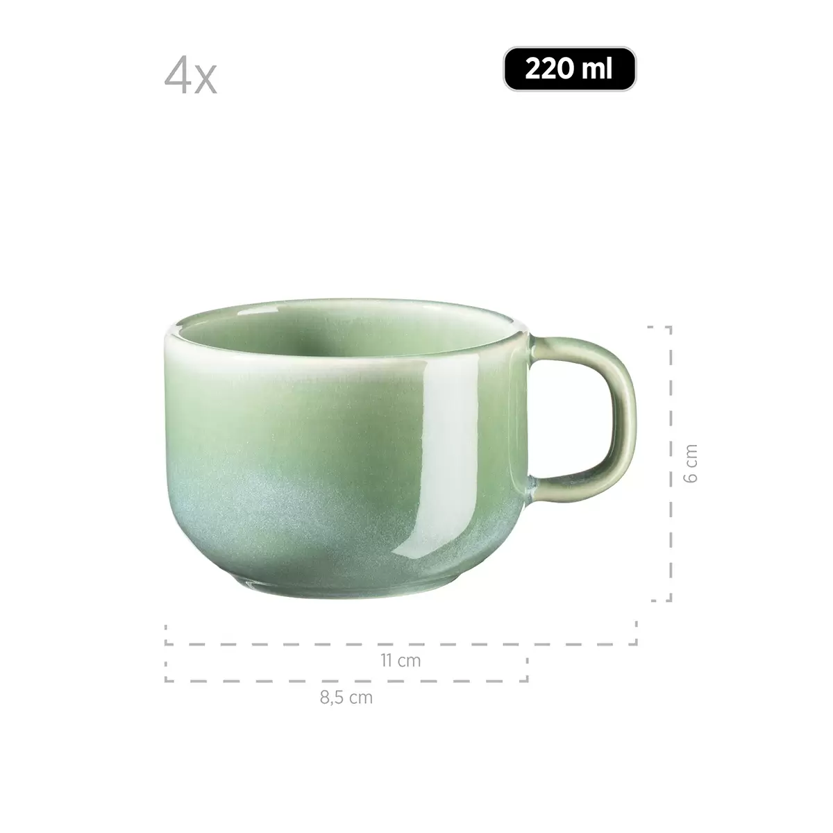 Kaffee Geschirrset 12tlg. ELINA UNO grün