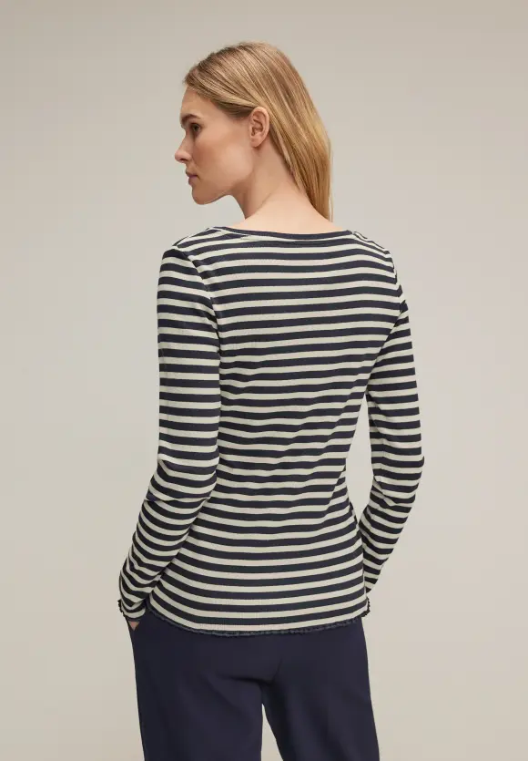 Gestreiftes Rippshirt - deep blue