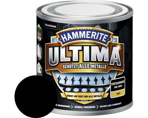 Hammerite Ultima Metaalbeschermende Verf, RAL 9005, gitzwart mat, 250 ml