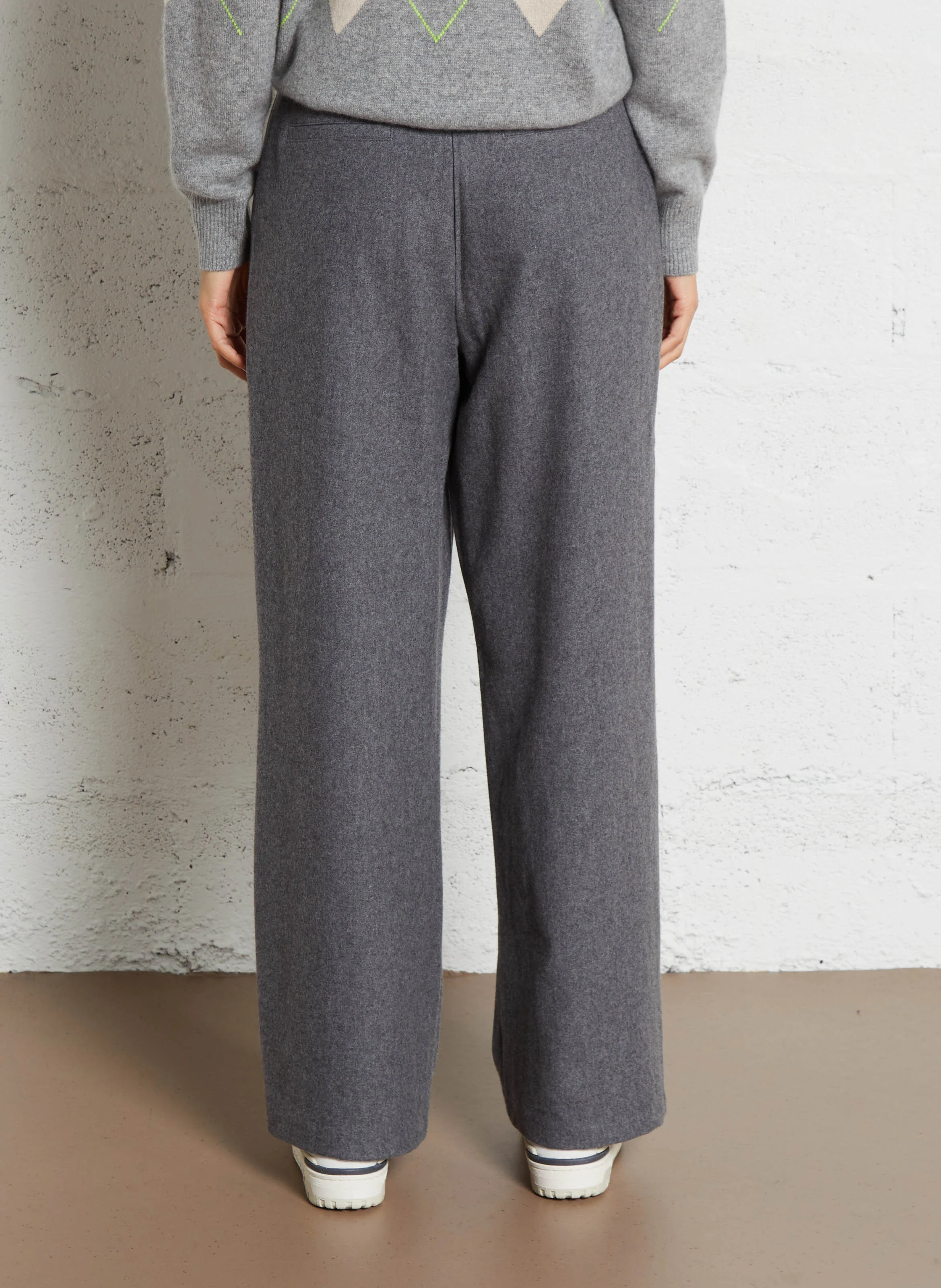 LAURENT - Pantalon large en laine mélangée | Gris