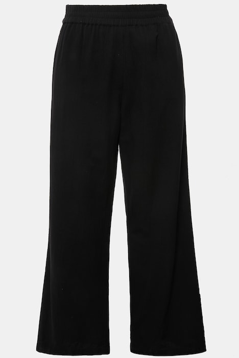 Leinenmix-Hose, Wide Legs, HighWaist, Elastikbund