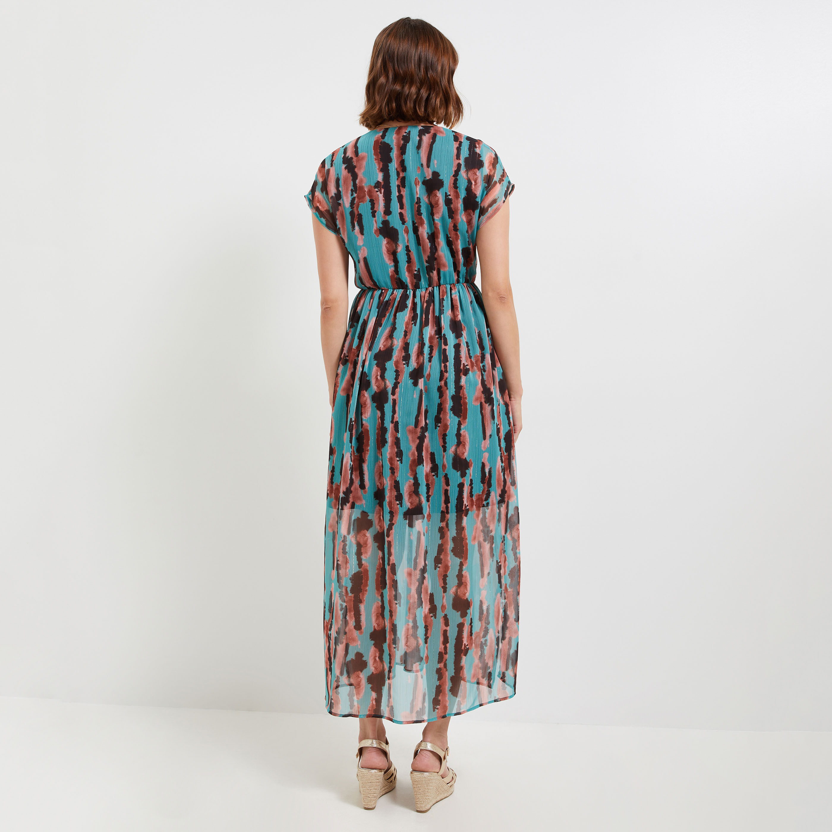 Robe longue imprimée femme - BLEU CLAIR