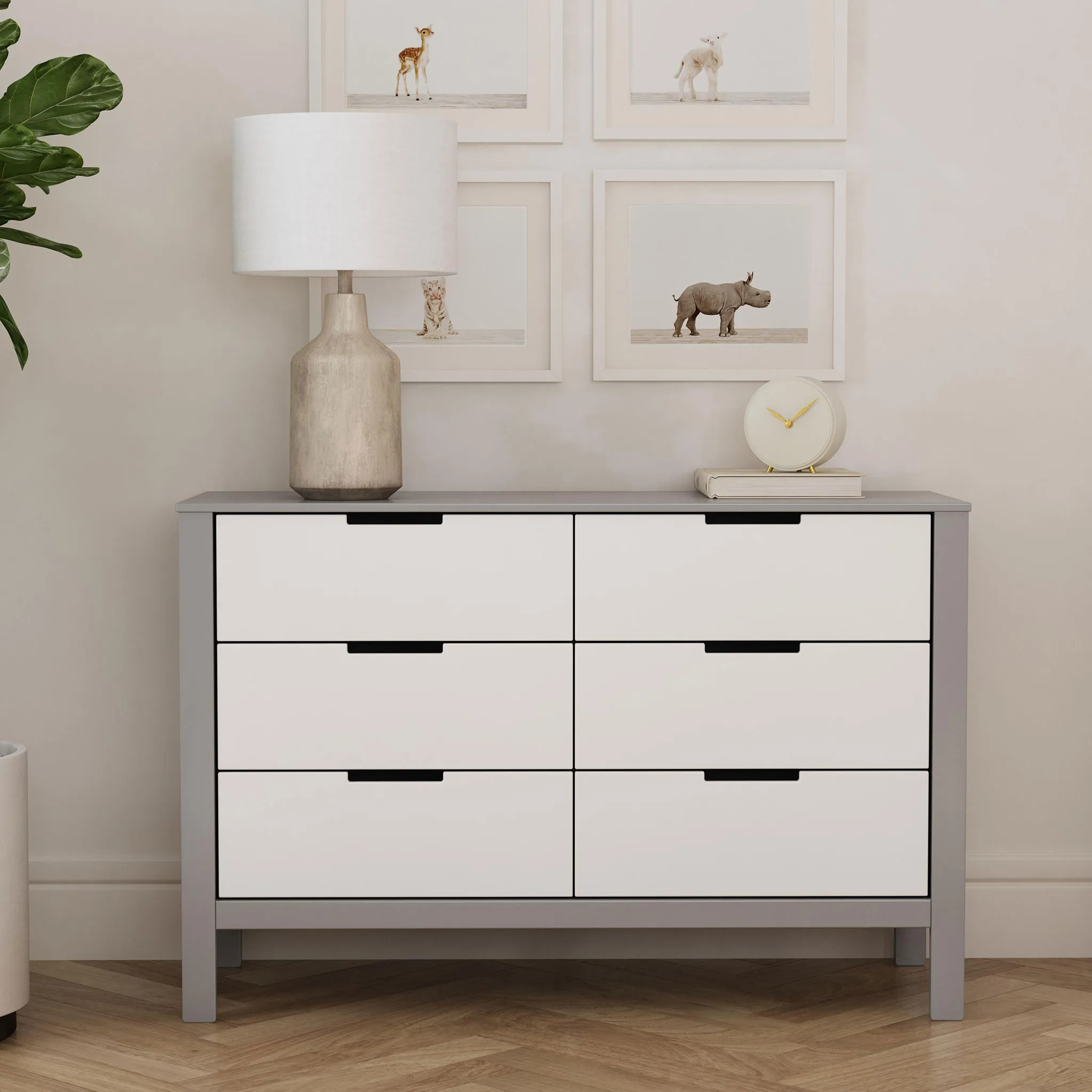 DaVinci Bureau 6 Tiroirs Colby - Gris Blanc