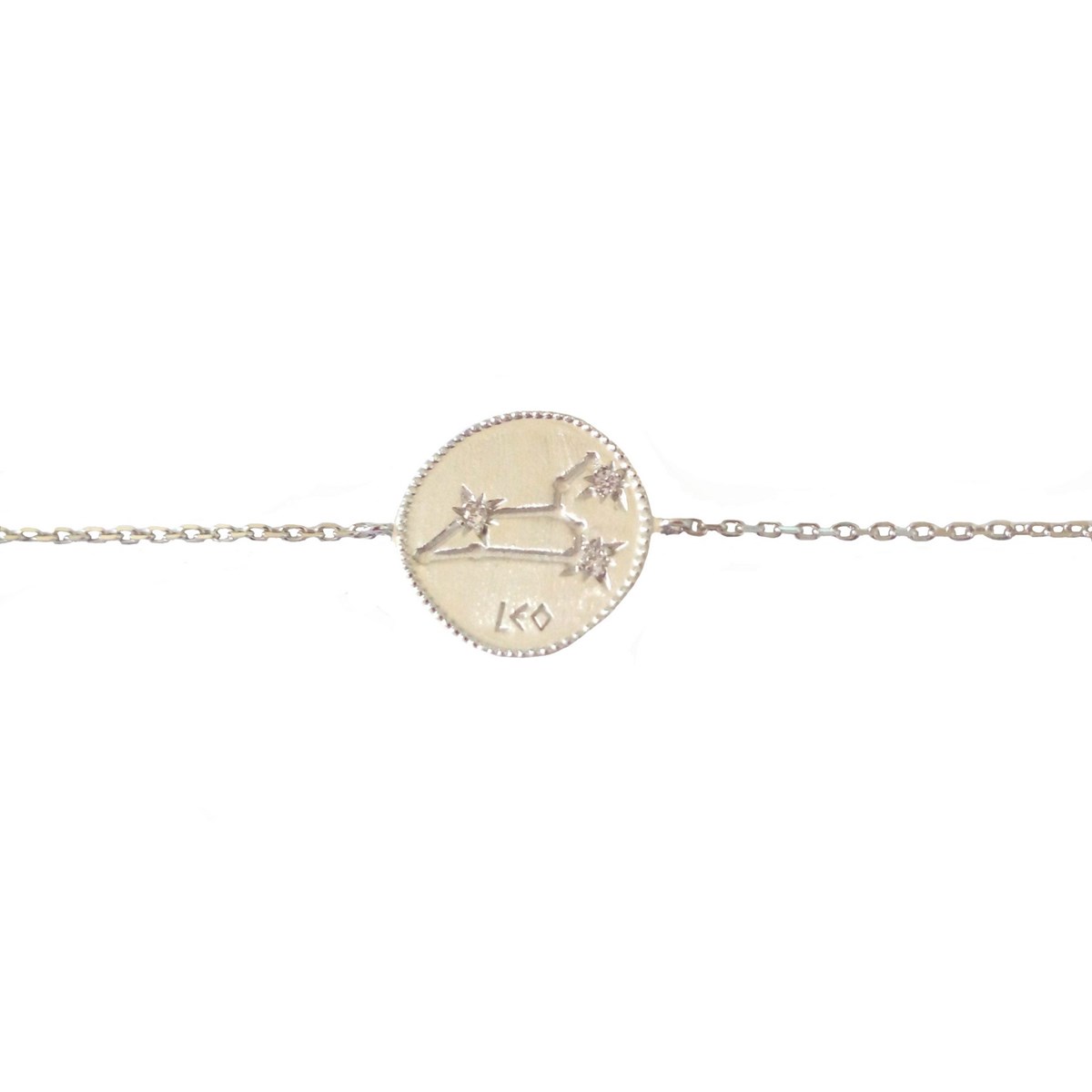Bracelet médaille constellation du lion zodiaque en argent 925°/00 - 18cm