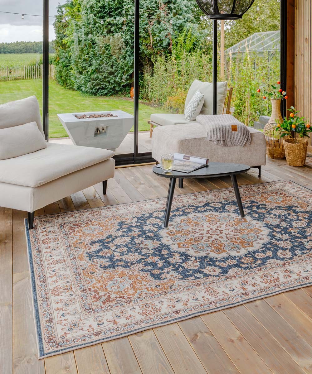 Heritaged Vintage buitenkleed - Valenca Nova goud|blauw - 120x160 cm