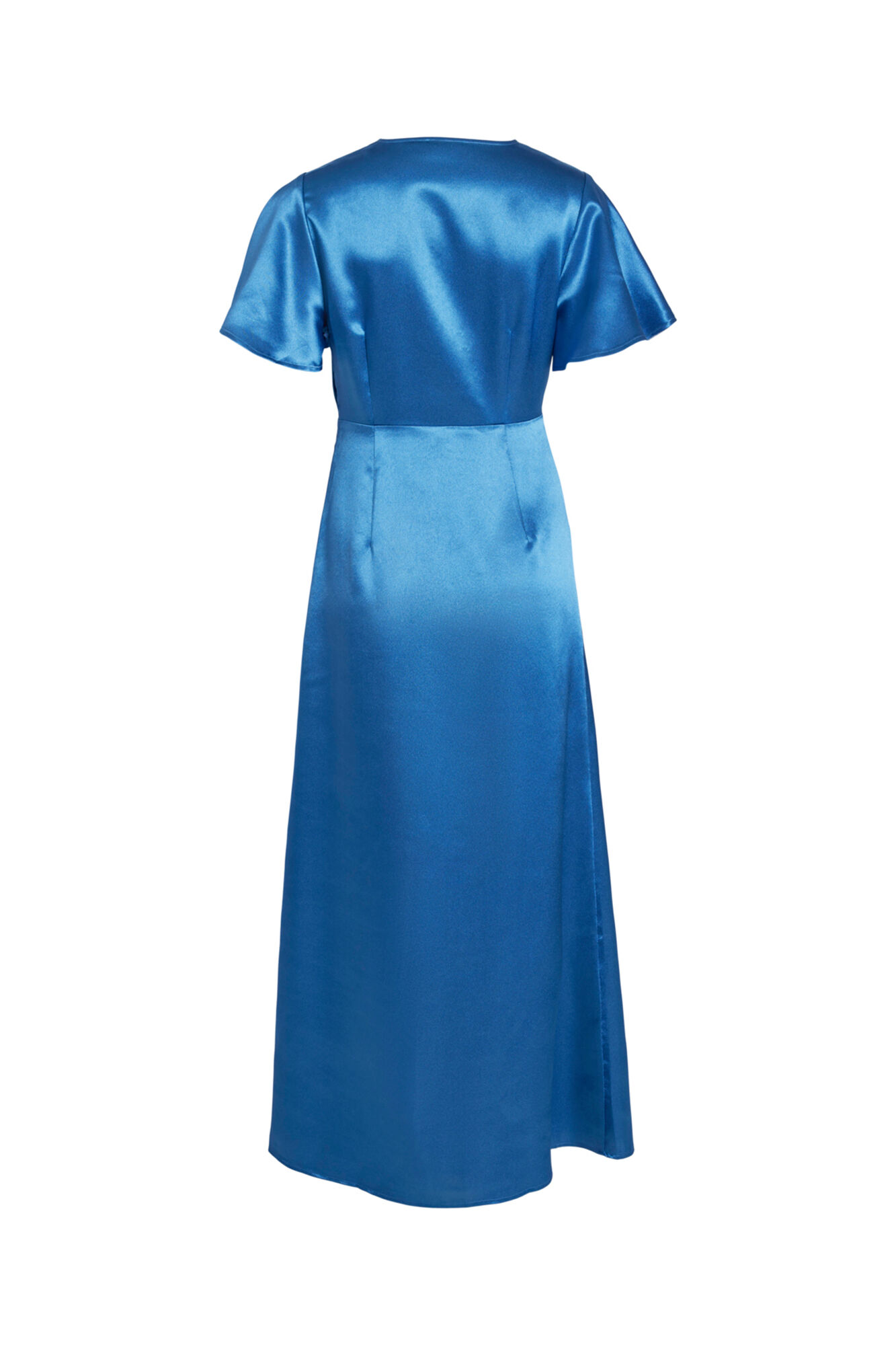 Vestido de cetim com mangas curtas - Azul