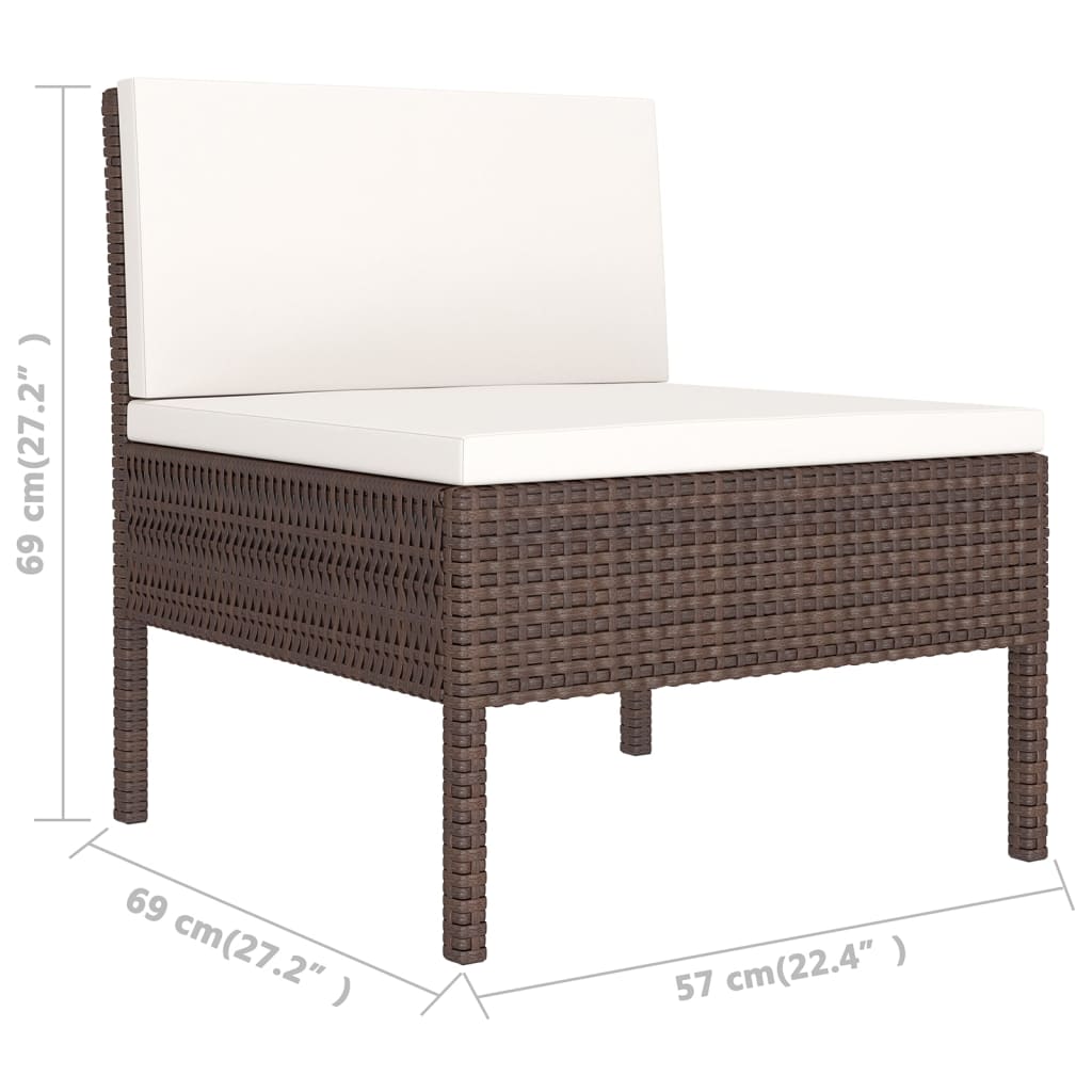 Salon de jardin meuble d'extérieur ensemble de mobilier 9 pièces avec coussins résine tressée marron