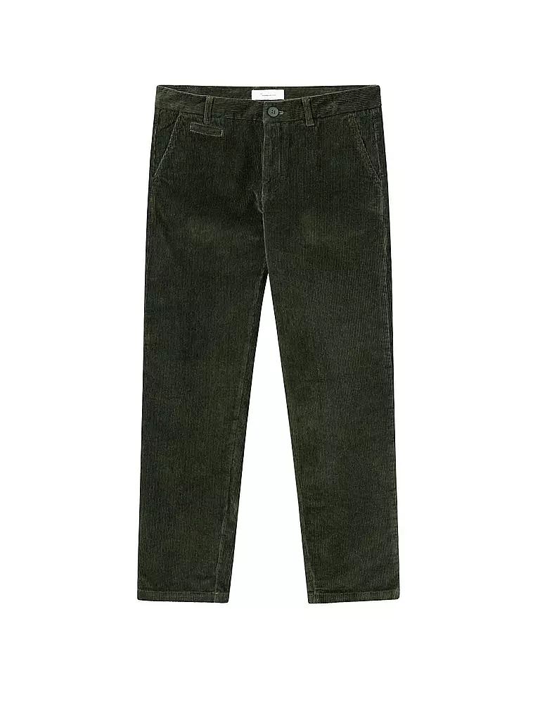 KNOWLEDGE COTTON APPAREL Cordhose Straight Fit CHUCK grün