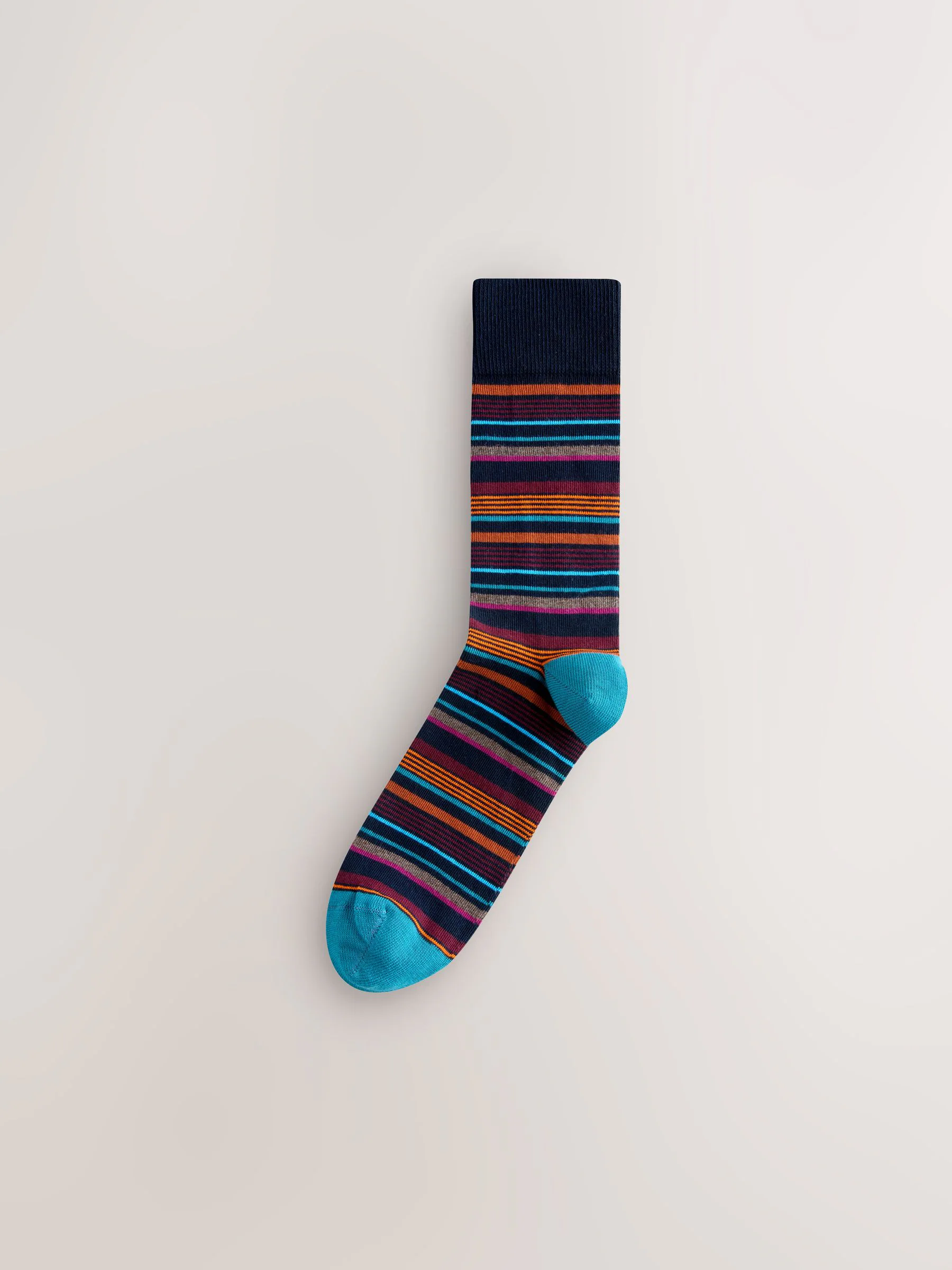 Blauw/oranje - Set van 8 sokken met patroon