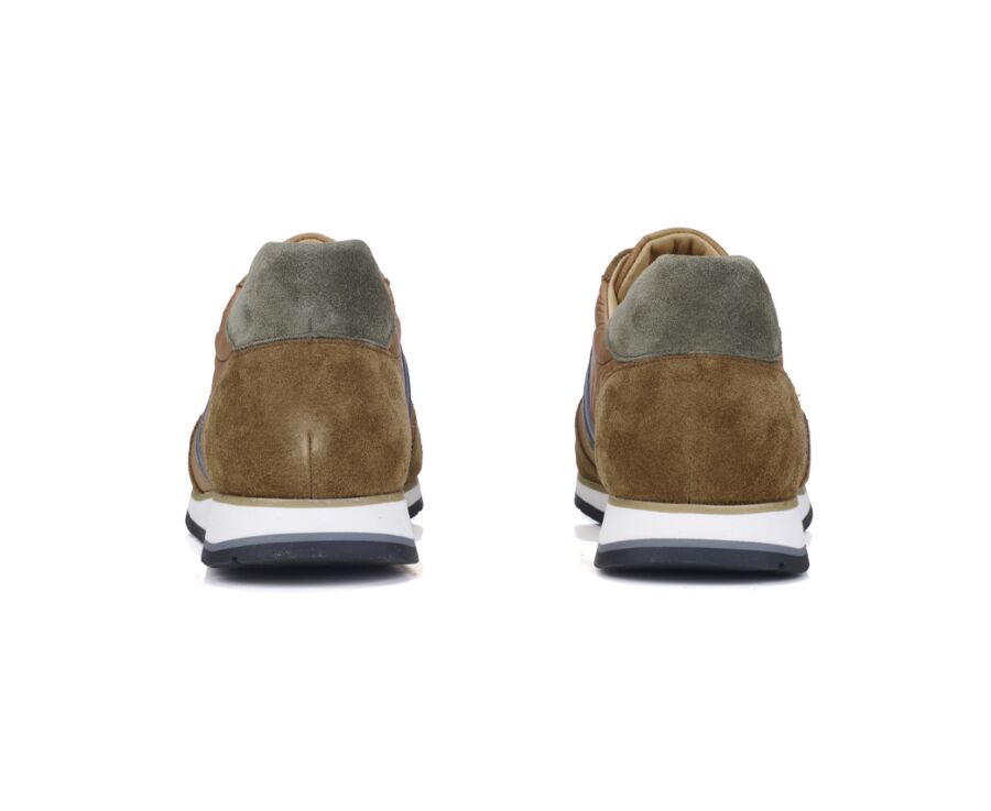 Sneakers homme Velours Cognac et Vert - MELINGA