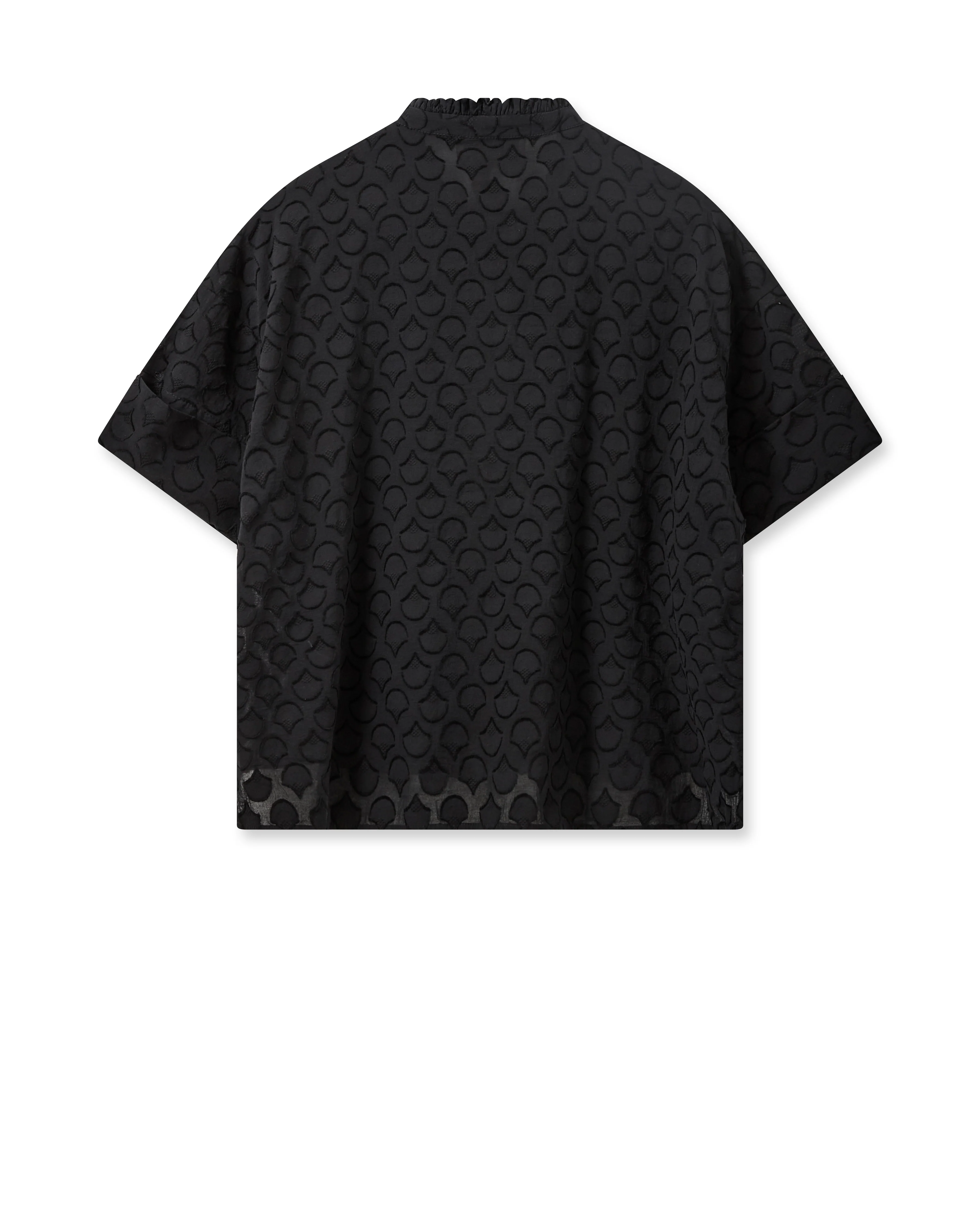 Mos Mosh  Toba Jacquard Voile bluse - sort