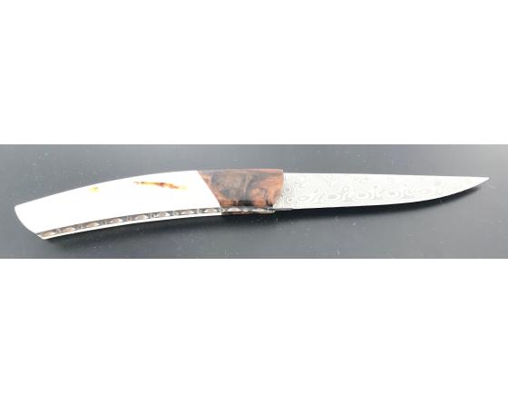 Le Thiers 9 cm - Phacochère / Noyer - Damas Akka Couteau Le Thiers par Locau