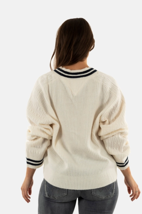 Sweat tommy jeans vnck crest cable ybh ancient white