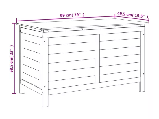 Boîte de rangement de jardin 99x49,5x58,5 cm bois massif sapin