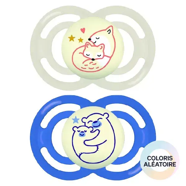MAM Perfect Nuit Sucette Silicone +6m Lot de 2 + Boîte de Stérilisation