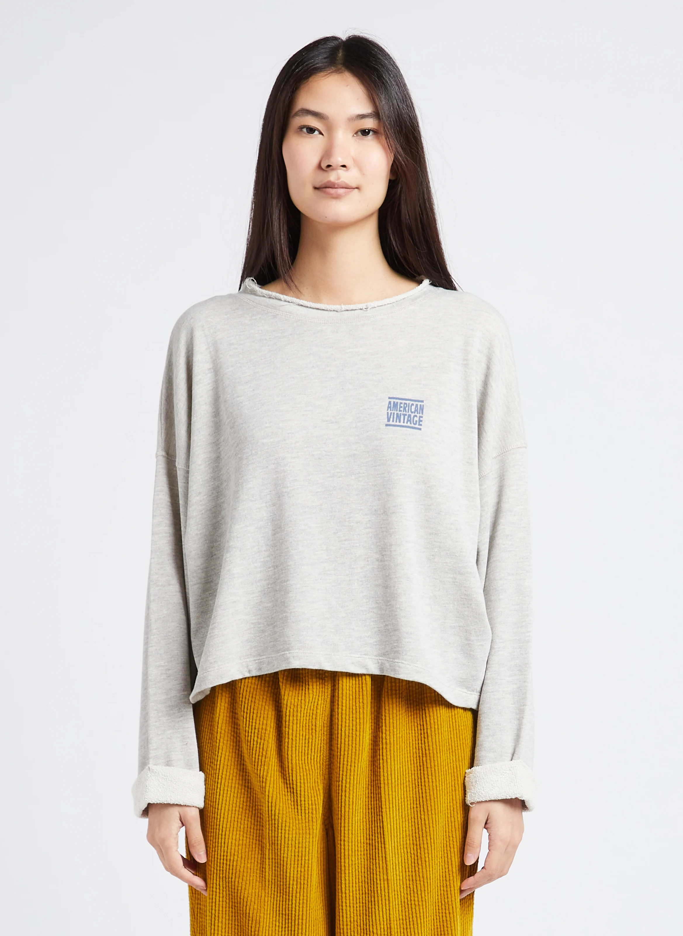 ZOFBAY - Sweat col rond en coton mélangé | Gris