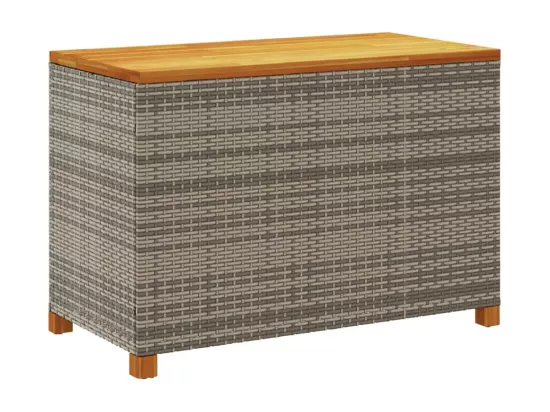 Boîte de rangement de jardin gris résine tressée bois d'acacia