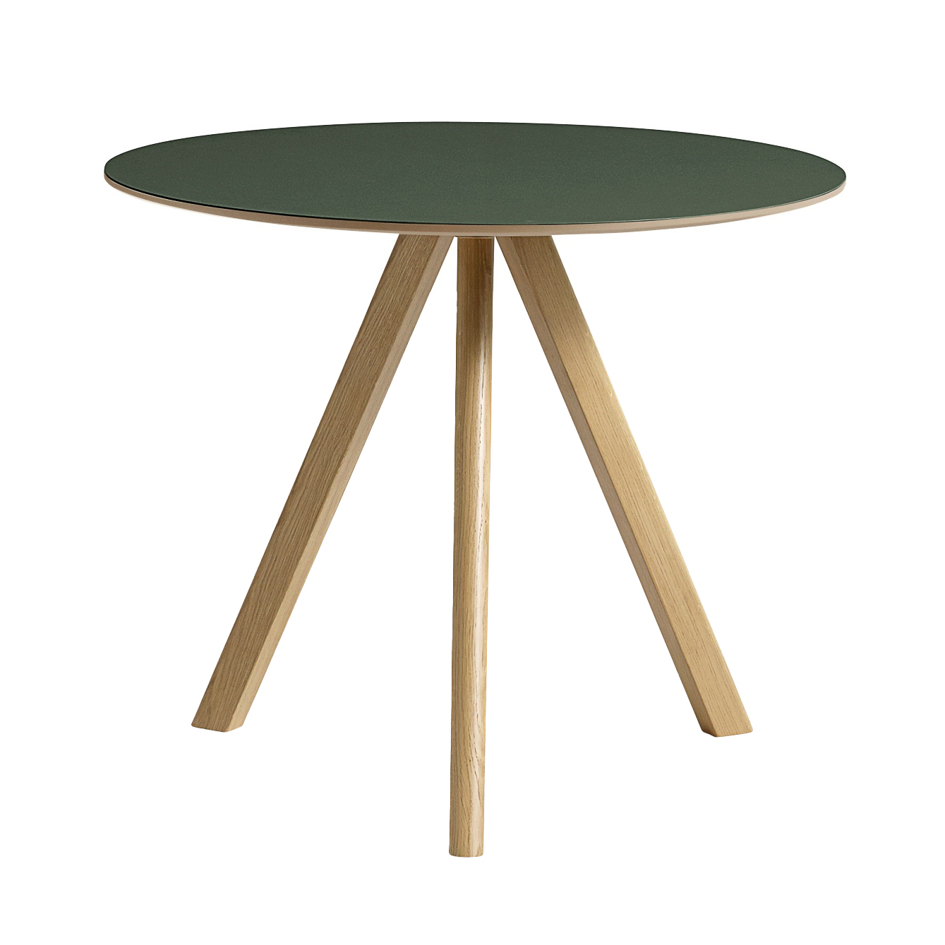 Eettafel CPH 20 Ø90 gelakt onderstel linoleum groen blad