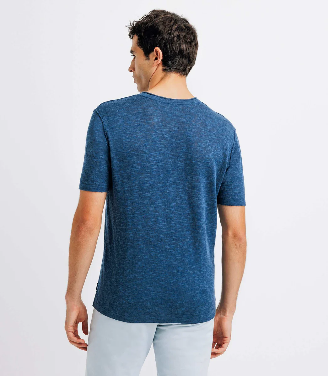 T-shirt col boutonné marine