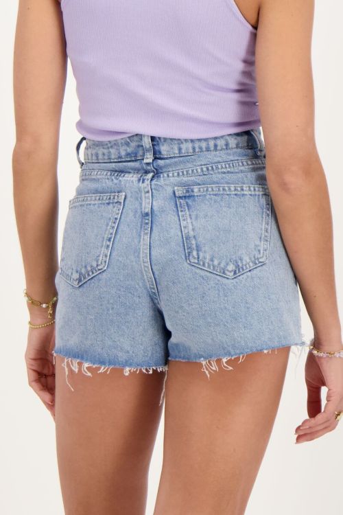 Blauwe denim skort met parels