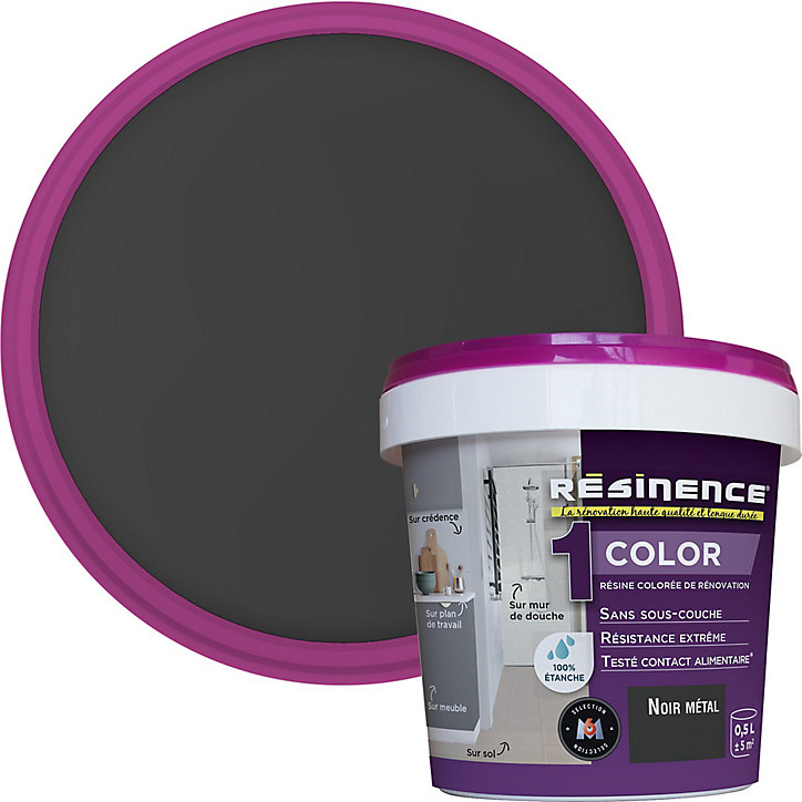 Résine multisupports Résinence Color noir métal satiné 500ml